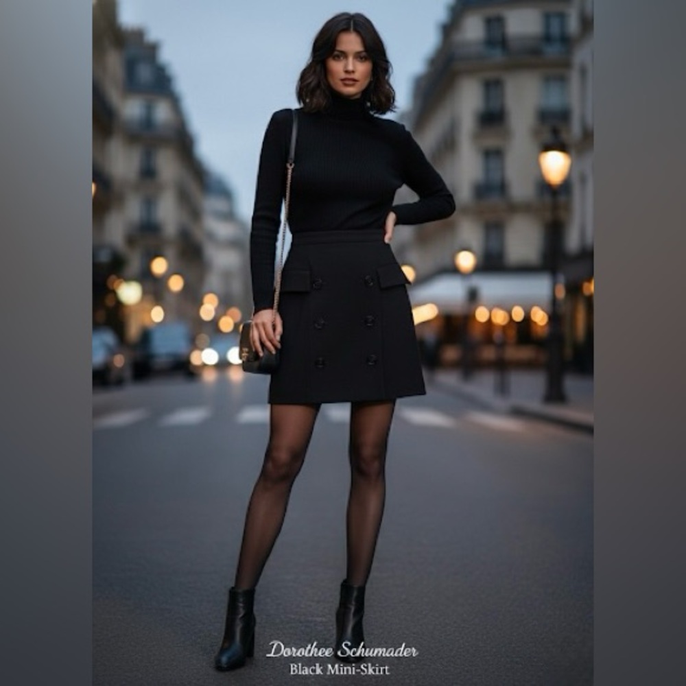 Elegant Black Dorothee Schumacher black mini skirt NWT size XS